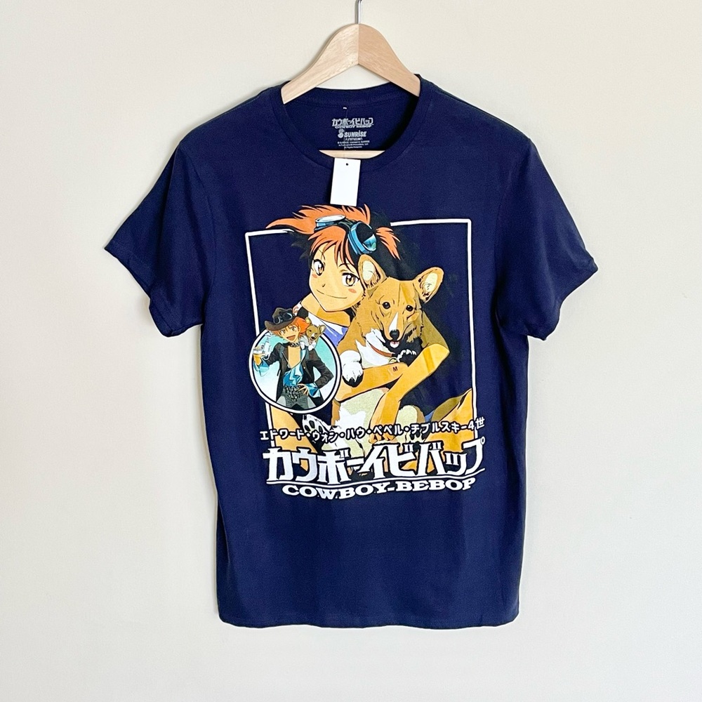 NEW Cowboy Bebop Ed & Ein Graphic Navy Anime T Shirt Adult size Medium
